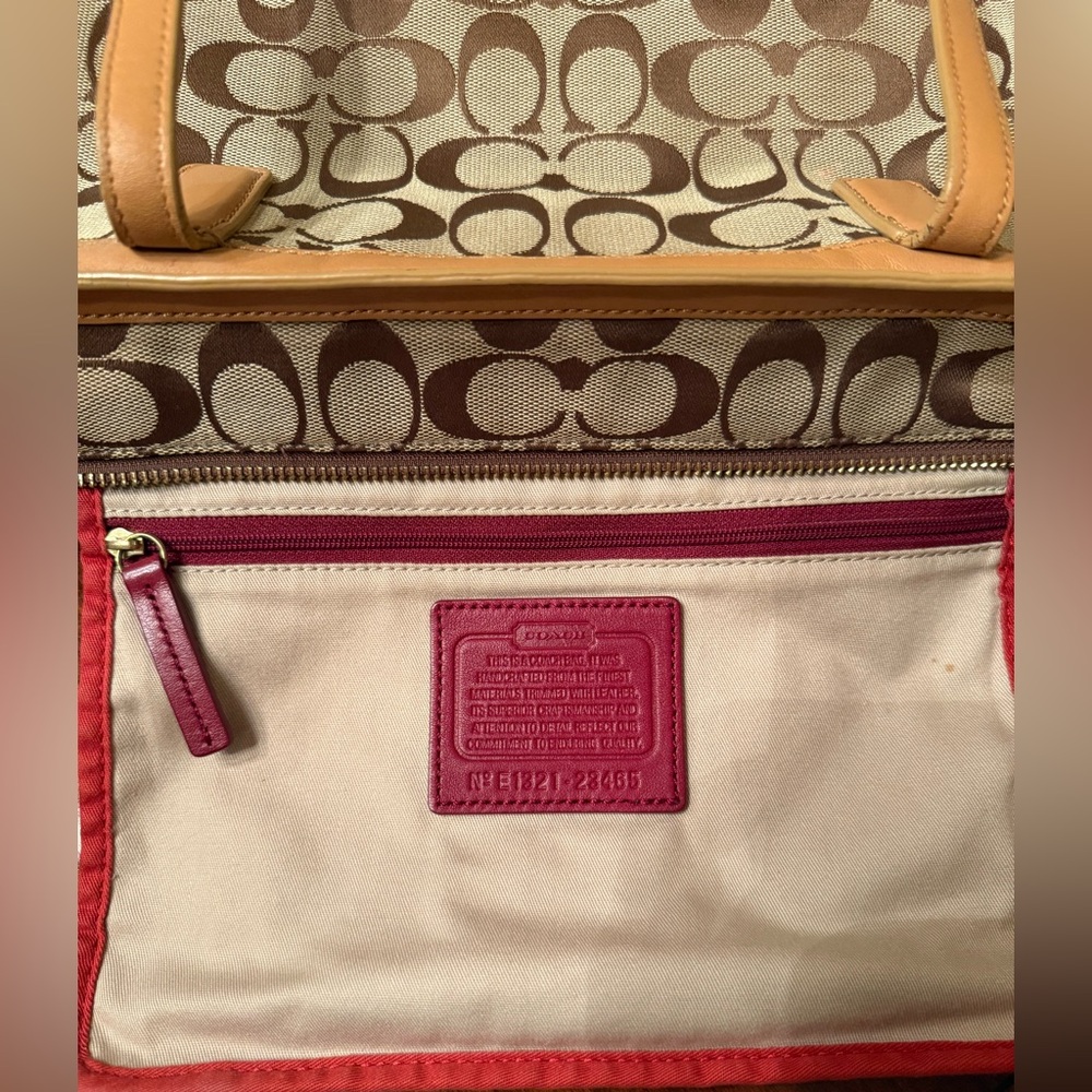 Coach Tan and Brown Signature Tote - Picture 5 of 5